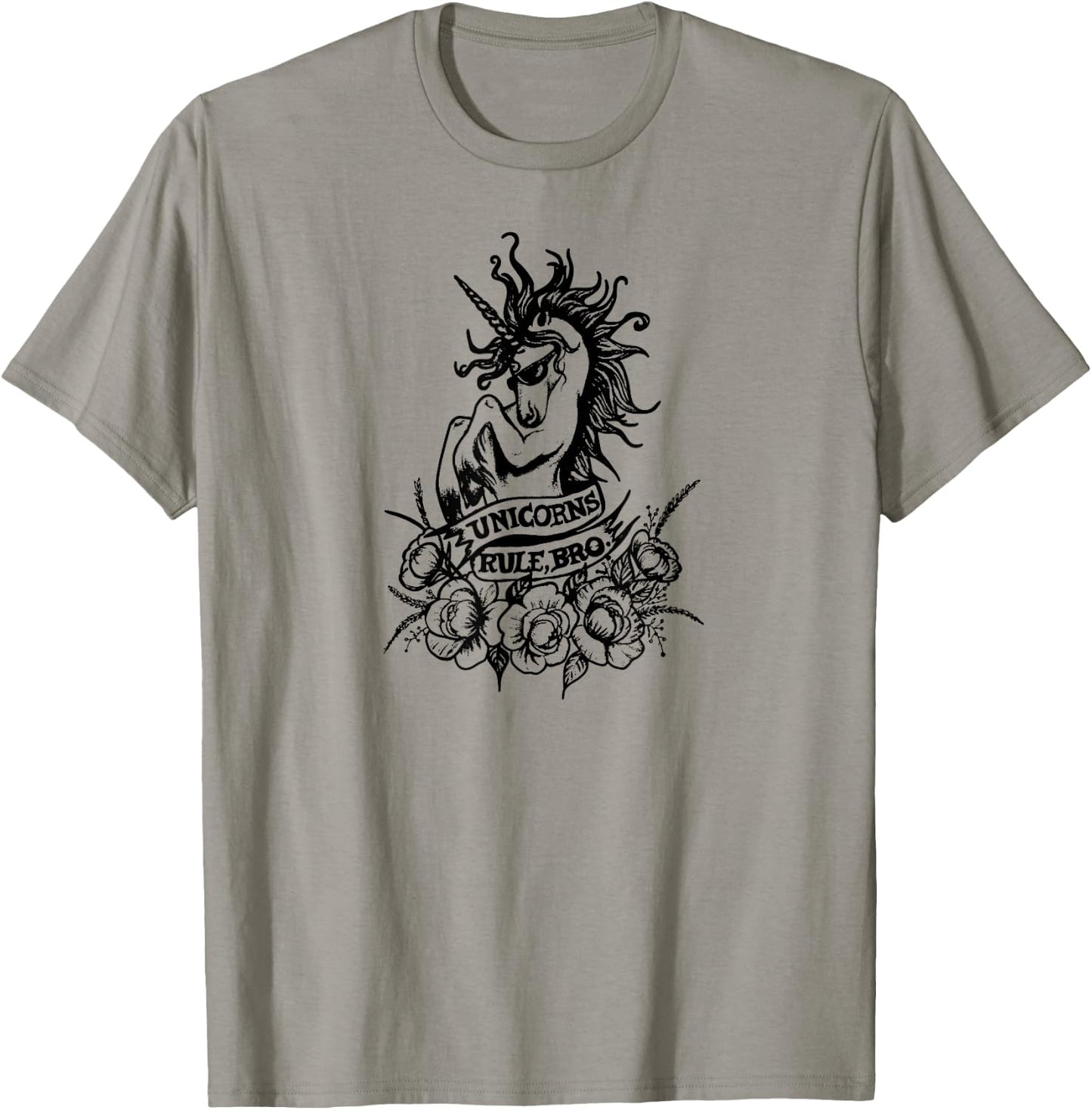 Unicorns Rule Bro Shirt, Fantasy, Tattoo Shirt, Magic Beasts T-Shirt - T-Shirt | Sand
