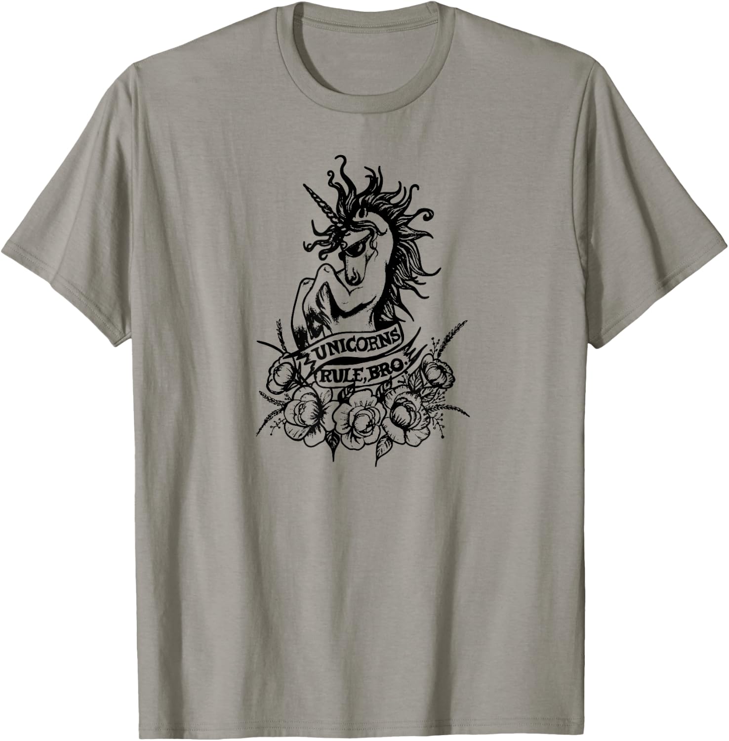 Unicorns Rule Bro Shirt, Fantasy, Tattoo Shirt, Magic Beasts T-Shirt - T-Shirt | Sand