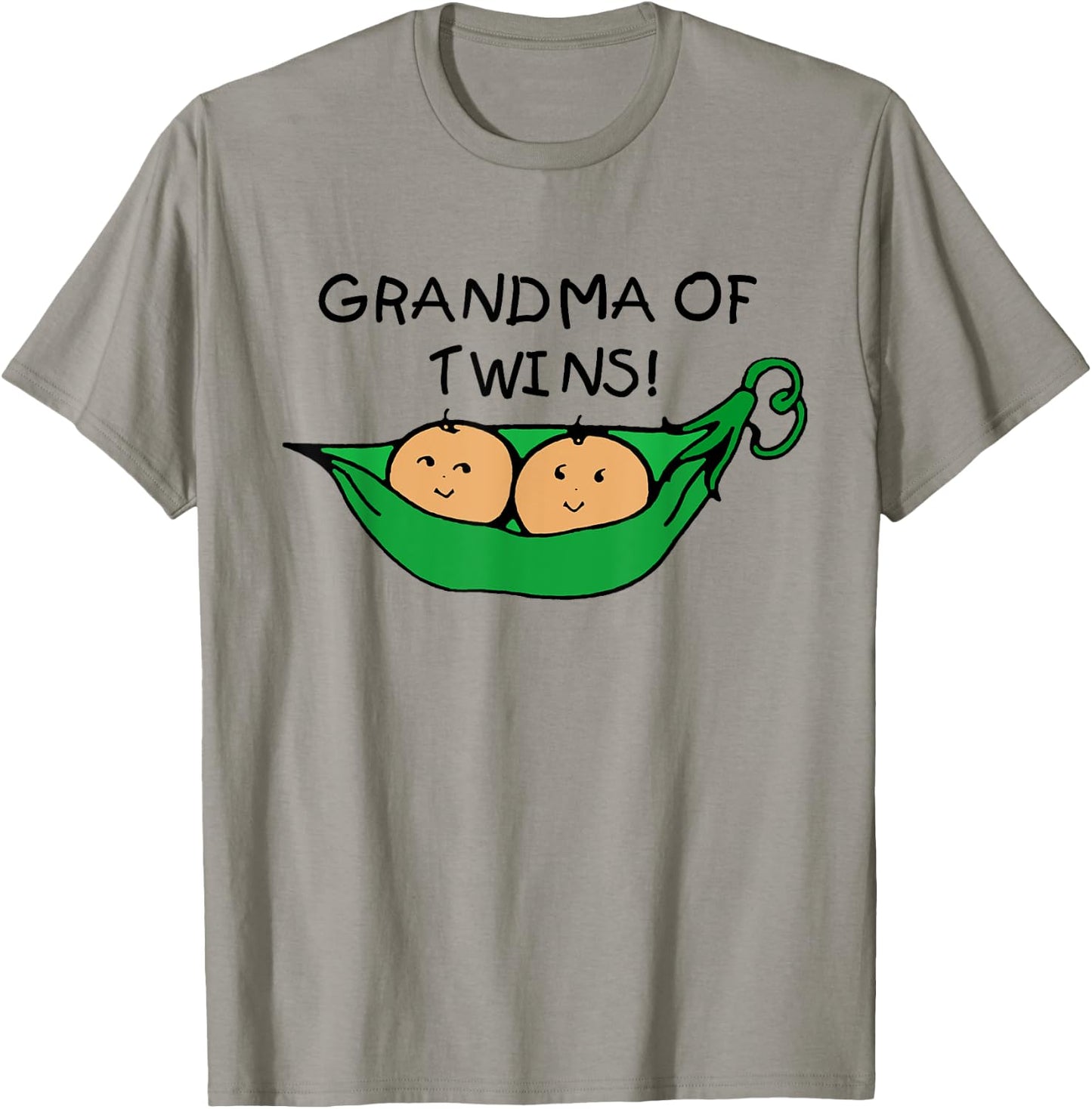 Two Peas in a Pod Grandma of Twins T-Shirt - T-Shirt | Sand