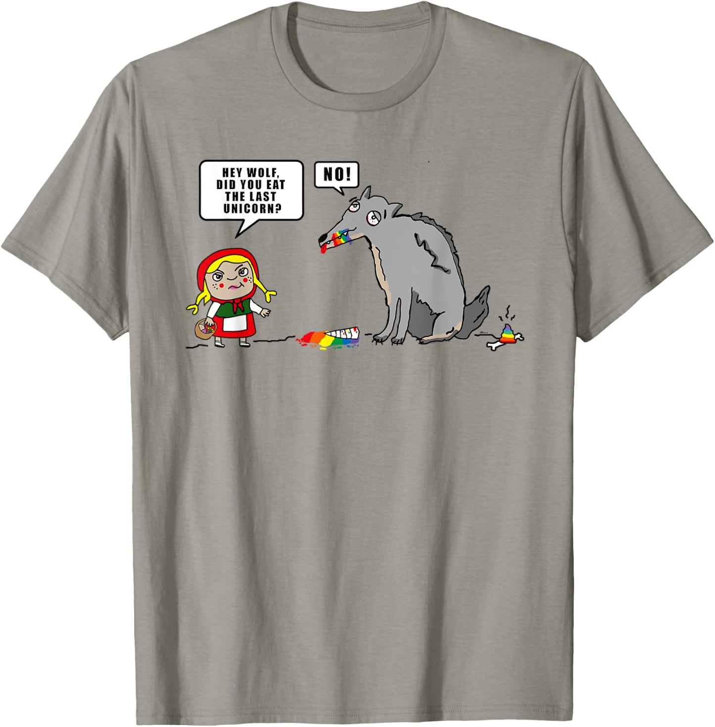 Little Red Riding Hood Wolf Unicorn Cartoon Saying Outfit T-Shirt - T-Shirt | Sand