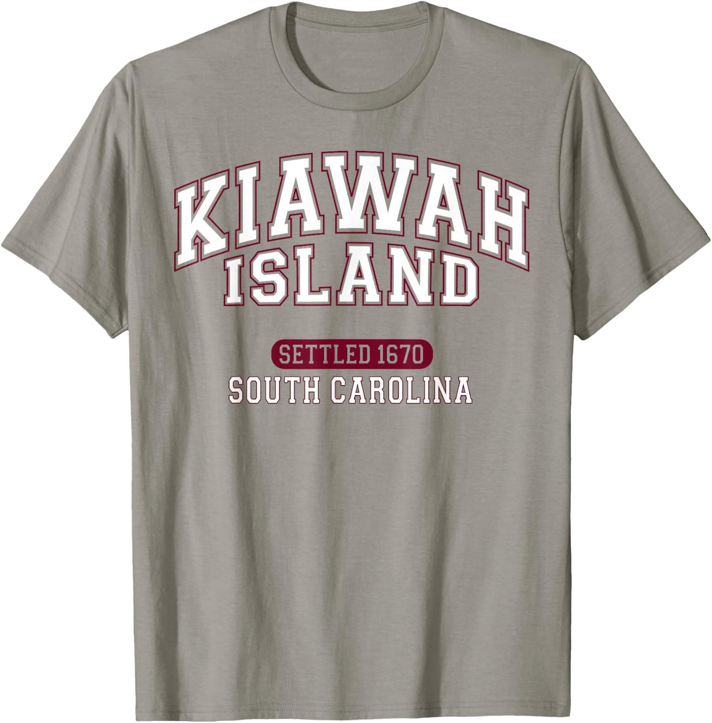 Kiawah Island South Carolina Settled 1670 Sports White Red T-Shirt - T-Shirt | Sand