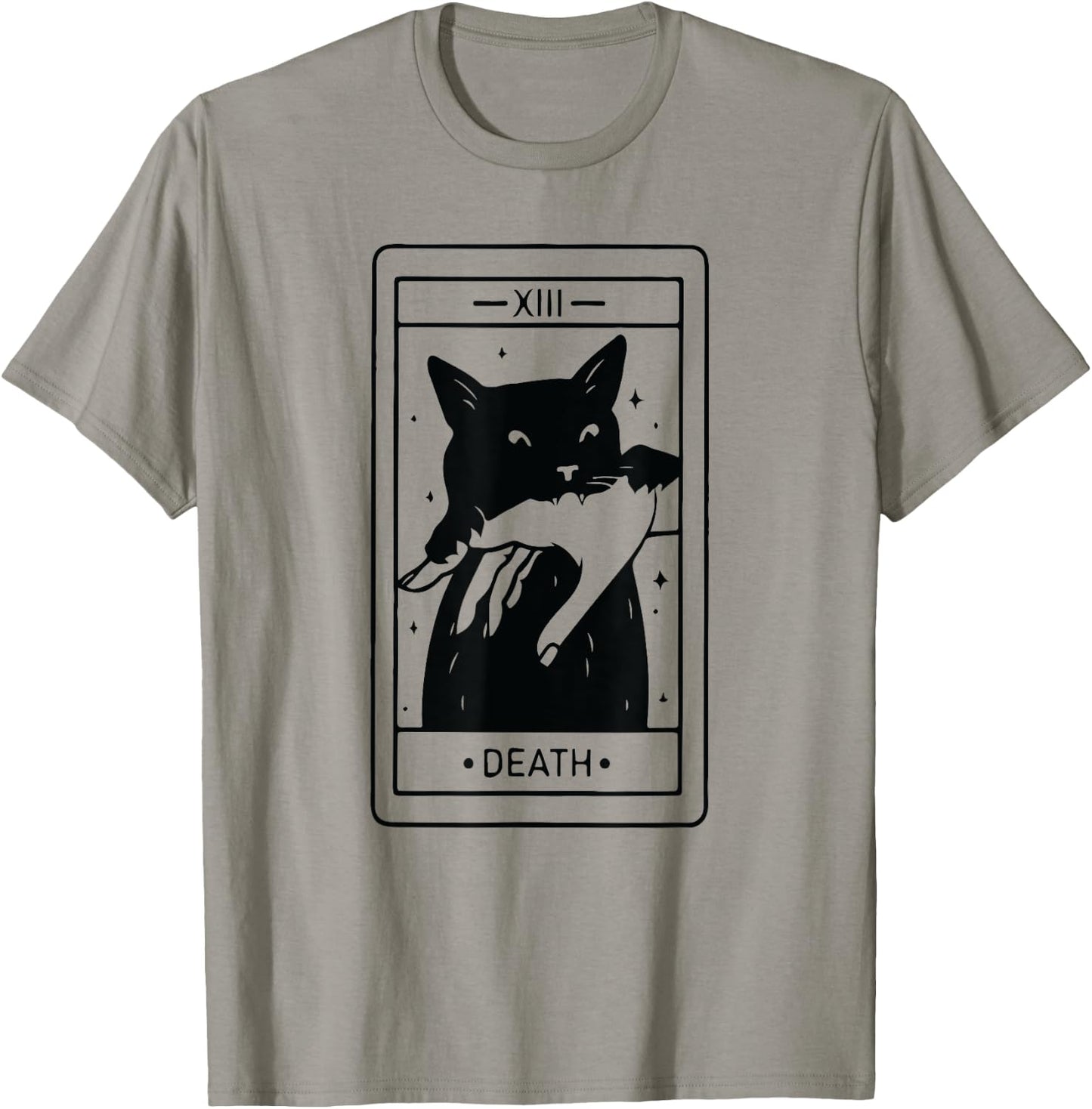 Black Cat Tarot Death Halloween Witchy Cat Lover Men Women T-Shirt - T-Shirt | Sand