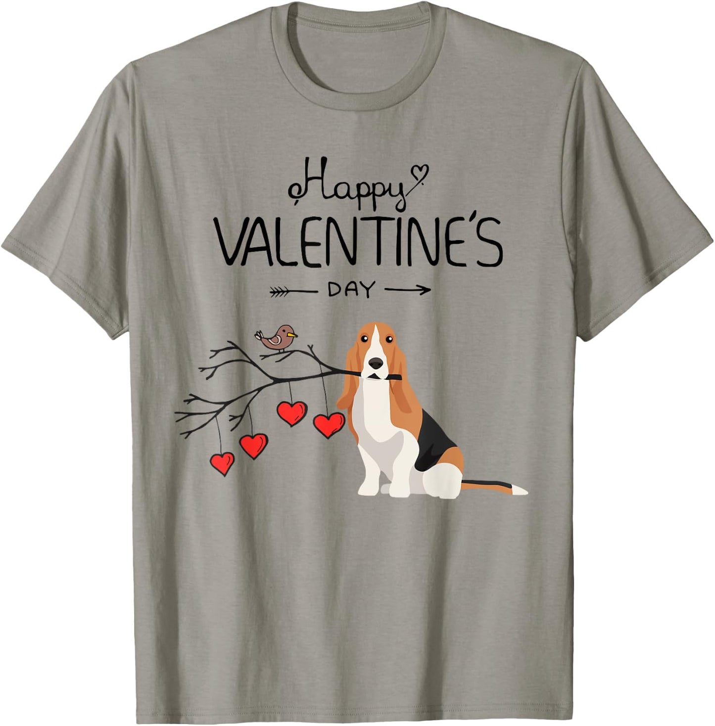 Dog Is My Valentines Day Basset Hound T-Shirt - T-Shirt | Sand