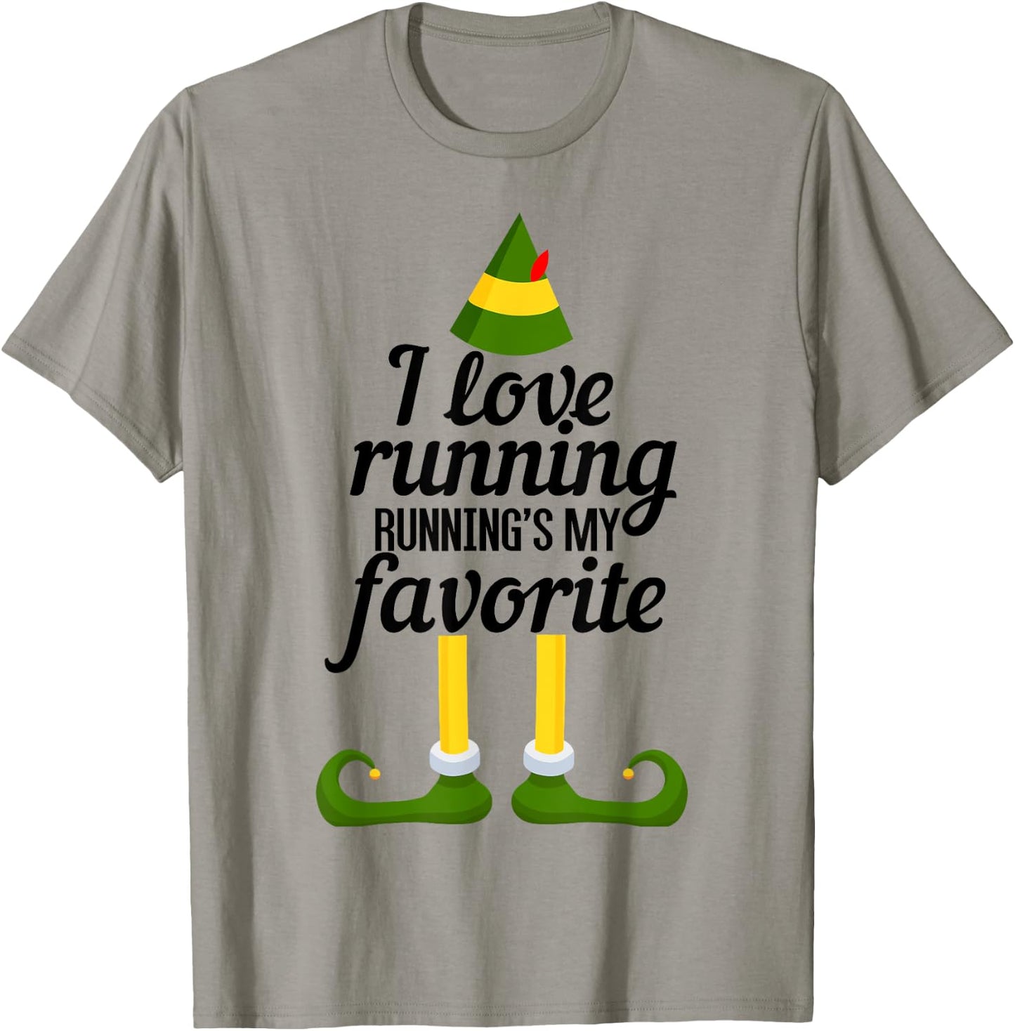 I Love Running, Running's My Favorite Funny Christmas T-Shirt - T-Shirt | Sand