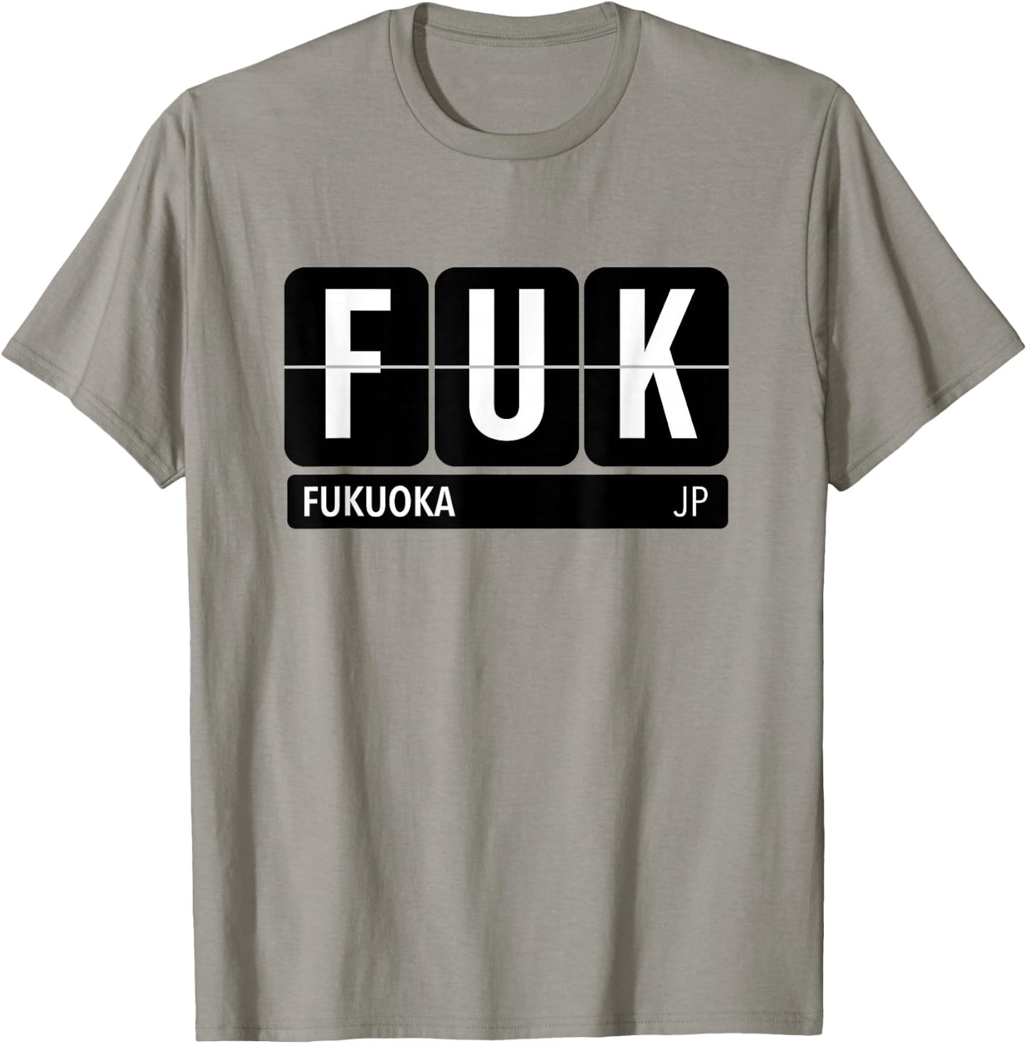 FUK Fukuoka Japan Travel Souvenir White Text T-Shirt - T-Shirt | Sand