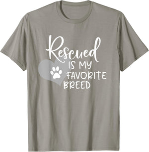 Rescued Is My Favorite Breed With Heart And Pawprint Shirt T-Shirt - T-Shirt | Sand
