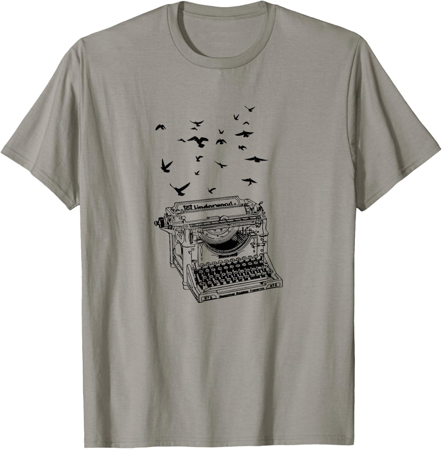 Typewriter Flock Of Birds Freedom Of Speech Humor Novelty T-Shirt - T-Shirt | Sand