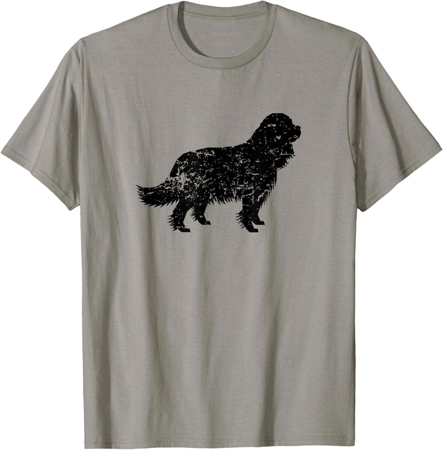 Distressed Cavalier King Charles Spaniel Silhouette Dog Men Women Girls Kids T-Shirt - T-Shirt | Sand