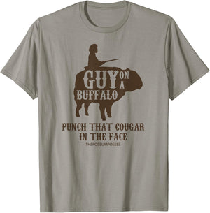 Guy on a Buffalo ~ Possum Possee Funny Graphic T-Shirt - T-Shirt | Sand