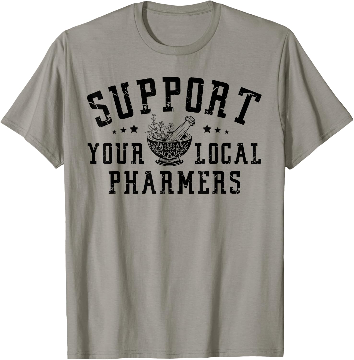 Pharmacology Lovers - Support Your Local Pharmers, Cute Pharmacy Tech Pharmer -Adults Grey Short Sleeve Classic Fit T-Shirt - T-Shirt | Sand
