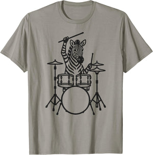 Funny Zebra Drummer Drumming Drums Music Lover Boys Girls T-Shirt - T-Shirt | Sand