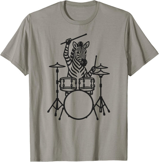 Funny Zebra Drummer Drumming Drums Music Lover Boys Girls T-Shirt - T-Shirt | Sand
