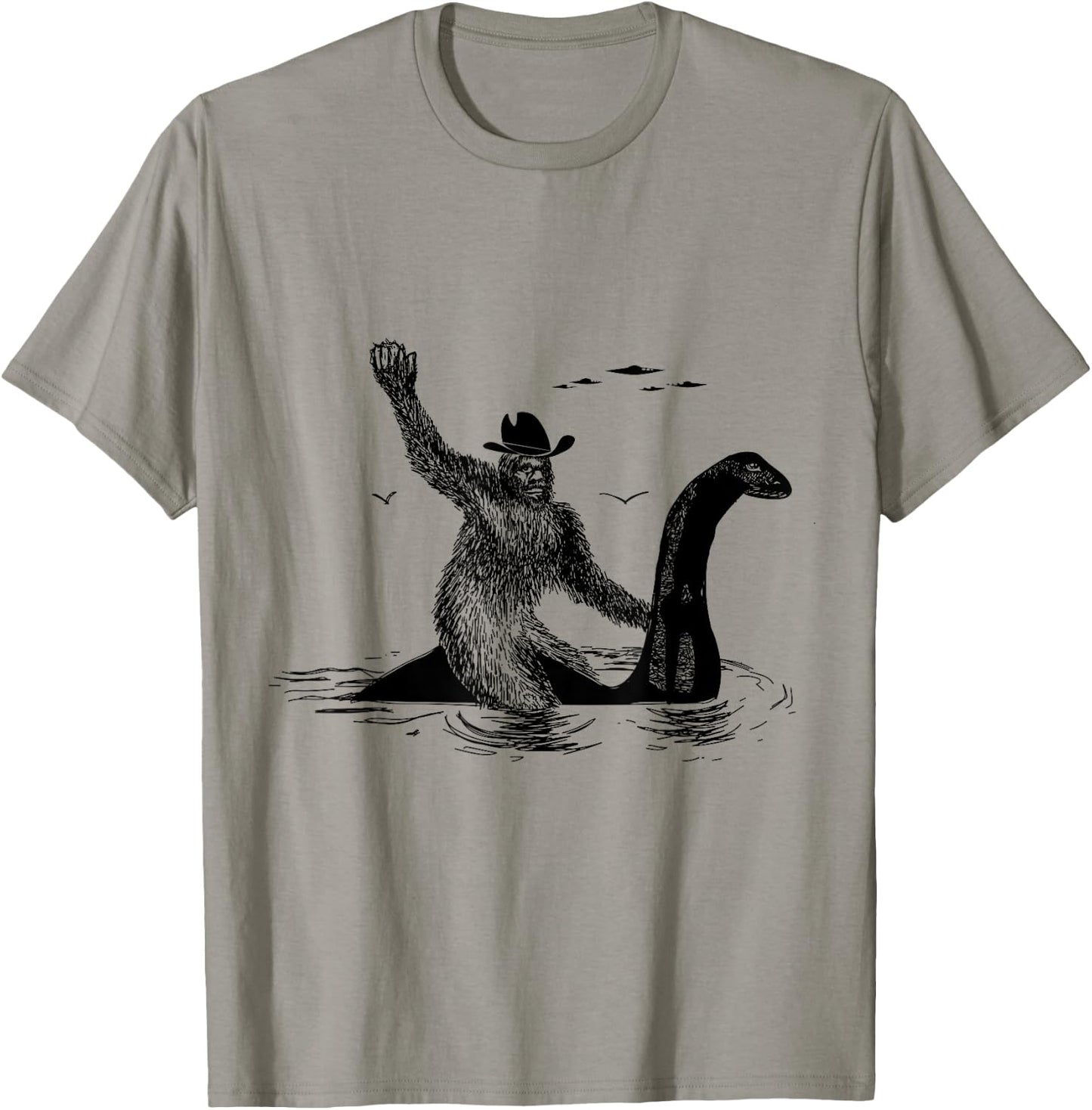 Check out my other Bigfoot Bigfoot Riding on Nessie Lochness, Cowboy, Yeti , Men, -Adults, Grey, Small, Classic Fit, Short Sleeve, Cotton, Polyester T-Shirt - T-Shirt | Sand