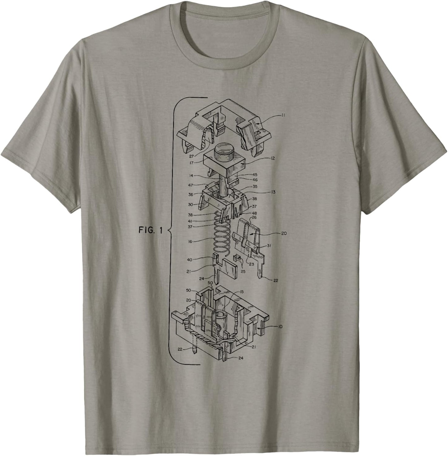 Mechanical Keyboard Key Patent Design Drawing T-Shirt - T-Shirt | Sand