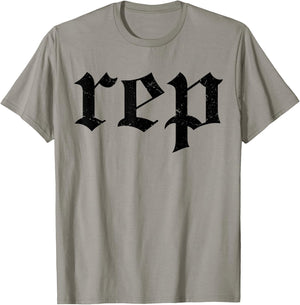 Vintage Distressed Effect Rep Expression T-Shirt - T-Shirt | Sand