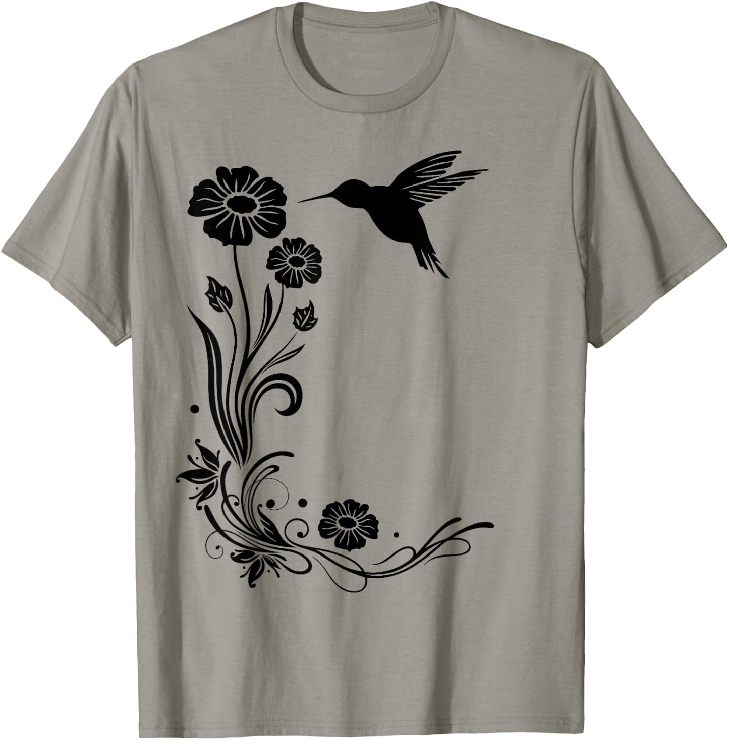 Summer Shirt. Hummingbird with flowers Colibri. T-Shirt - T-Shirt | Sand