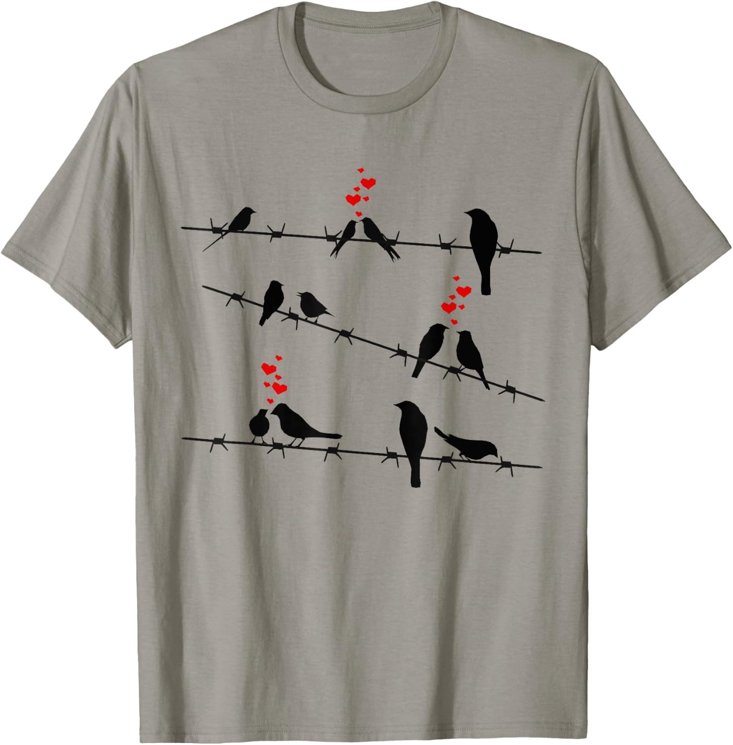 Cute Birds on a Wire T-Shirt - T-Shirt | Sand