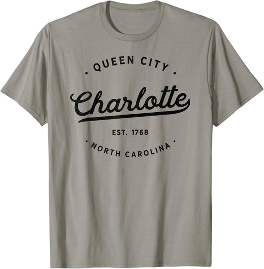Classic Vintage Retro Charlotte Queen City NC USA Souvenir T-Shirt - T-Shirt | Sand