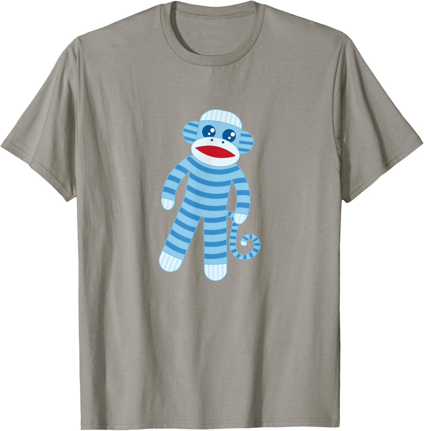 Cute Blue Striped Sock Monkey T-Shirt - T-Shirt | Sand