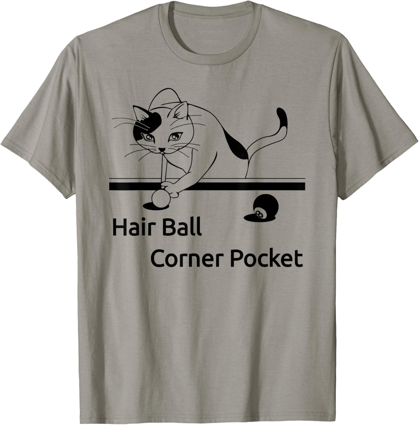 Cat playing pool Hair Ball Corner Pocket Shirt Funny Women Girls Kids T-Shirt - T-Shirt | Sand
