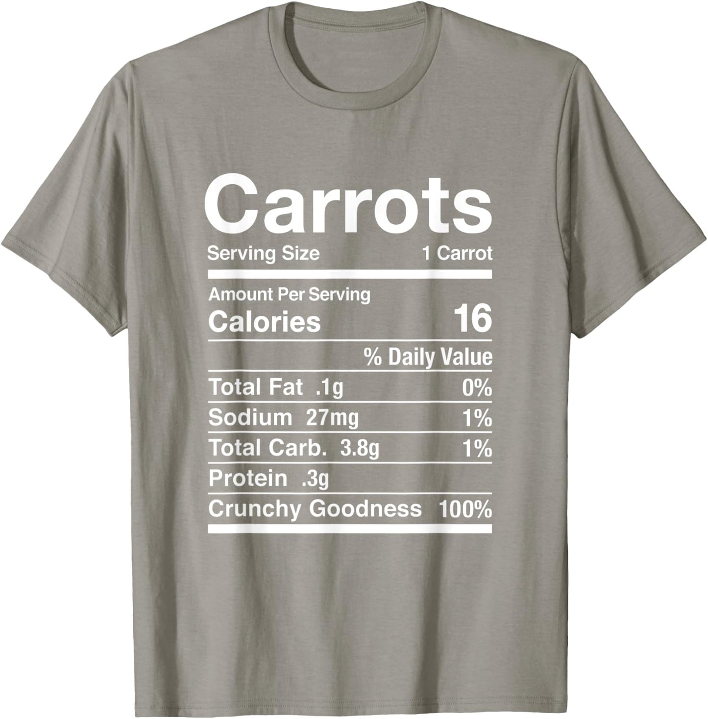 Carrots Costume Carrot Shirt Gift Nutrition Facts T-Shirt - T-Shirt | Sand