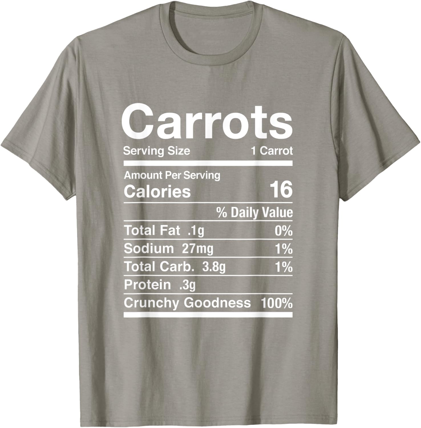 Carrots Costume Carrot Shirt Gift Nutrition Facts T-Shirt - T-Shirt | Sand