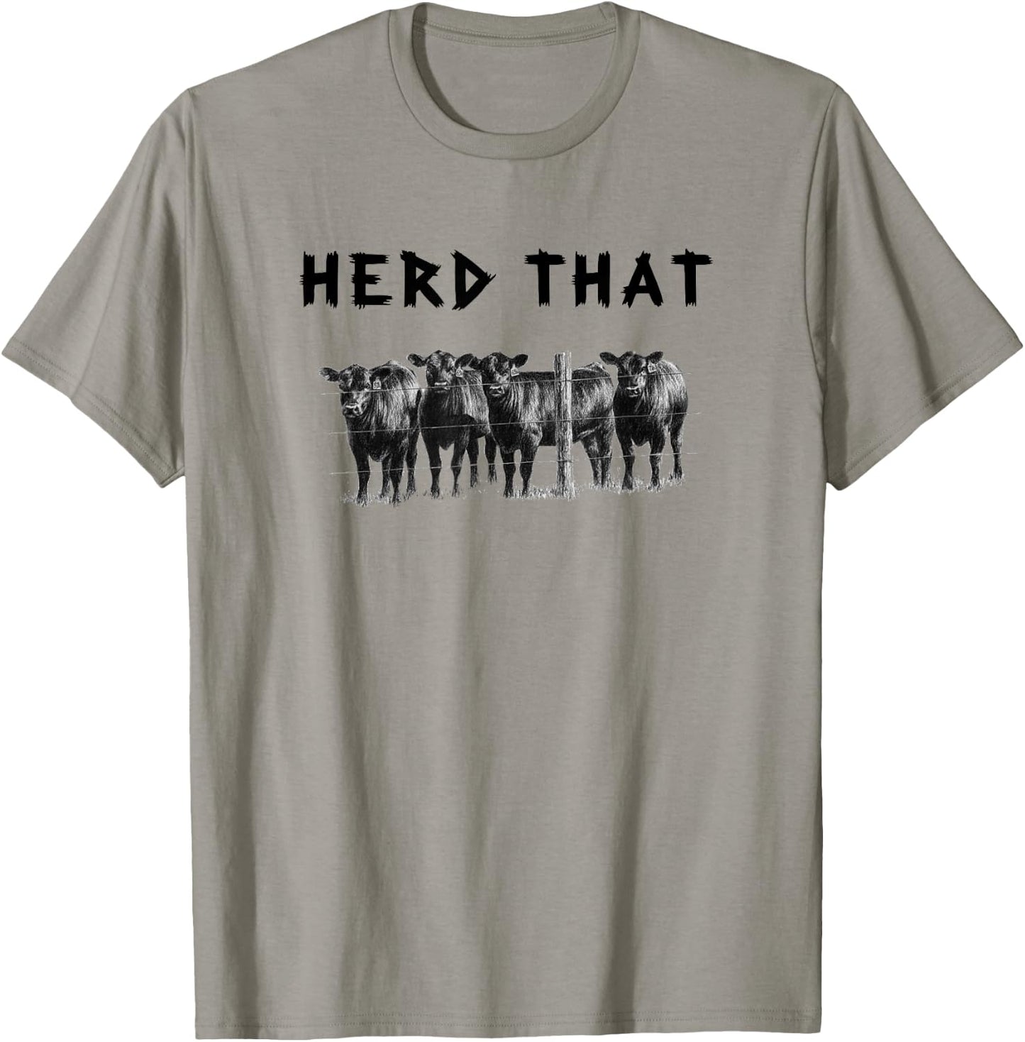 Funny Cow Herd That Cow Black Angus - Grey, X-Small, -Adults, Short Sleeve T-Shirt - T-Shirt | Sand