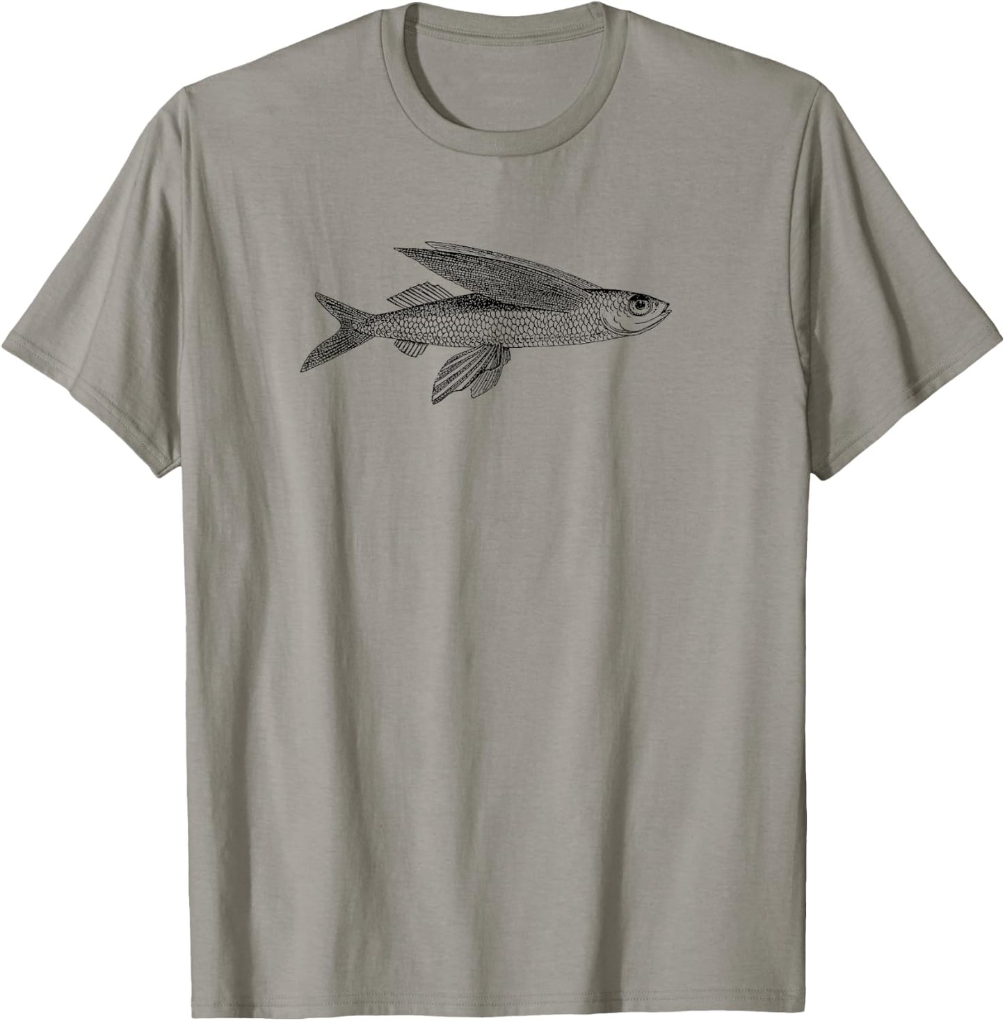 Flying fish simple graphic fisherman design T-Shirt - T-Shirt | Sand