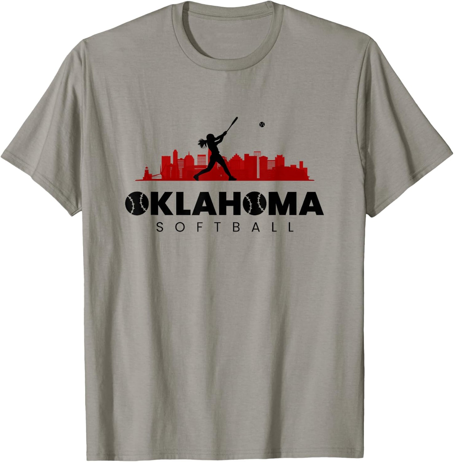 Oklahoma Softball Vintage Minimalist City Softball Lover T-Shirt - T-Shirt | Sand
