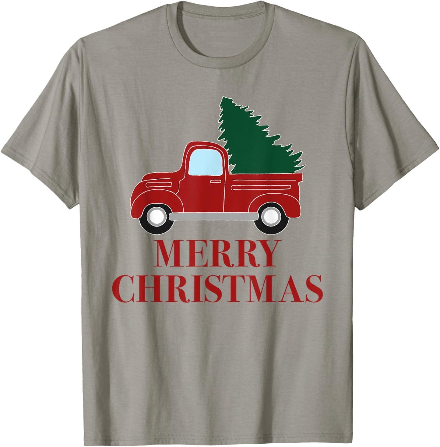Vintage Red Truck with Christmas Tree T-Shirt - T-Shirt | Sand
