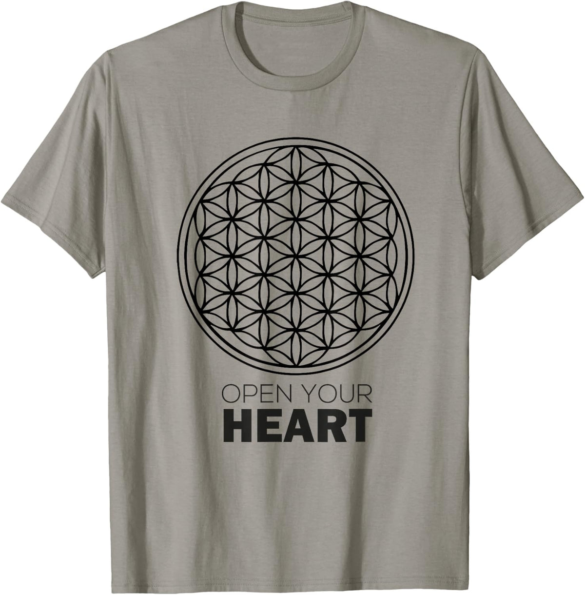 Flower Of Life - Open Your Heart. Sacred Geometry T-Shirt - T-Shirt | Sand