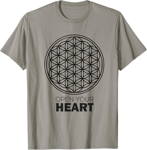 Flower Of Life - Open Your Heart. Sacred Geometry T-Shirt - T-Shirt | Sand