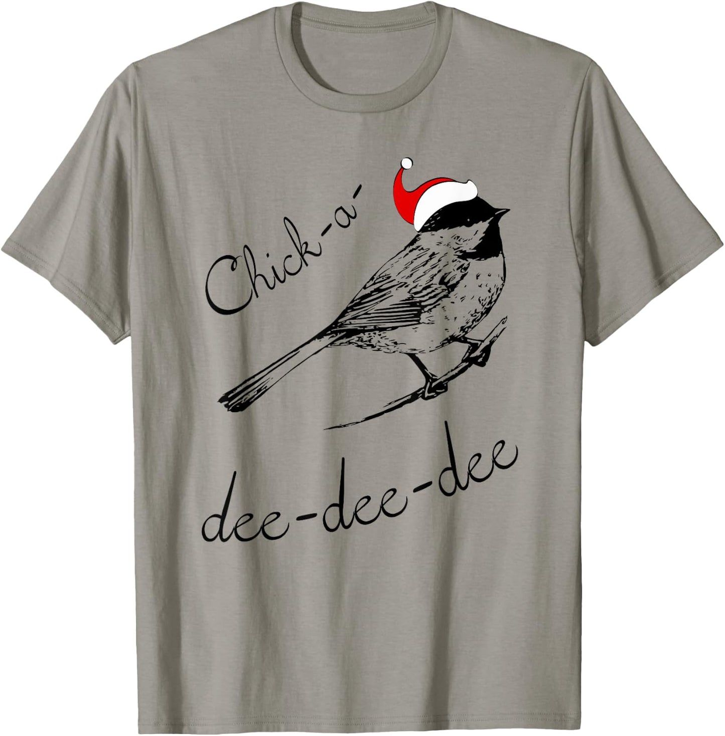 Chickadee Christmas Shirt Cute Santa Bird Lover Gift T-Shirt - T-Shirt | Sand