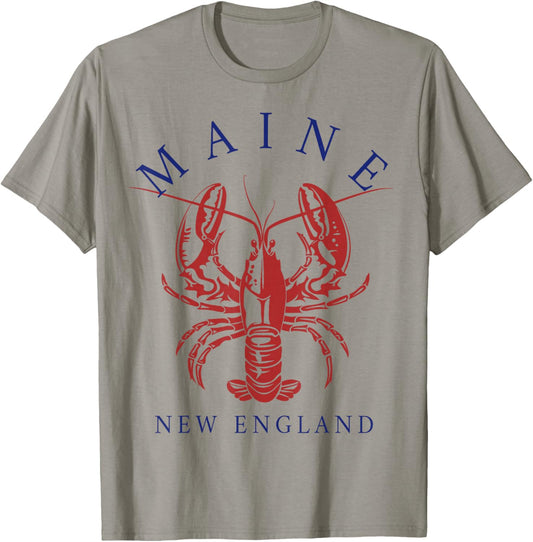 Maine New England Lobster Souvenir Pride Vintage T-Shirt - T-Shirt | Sand