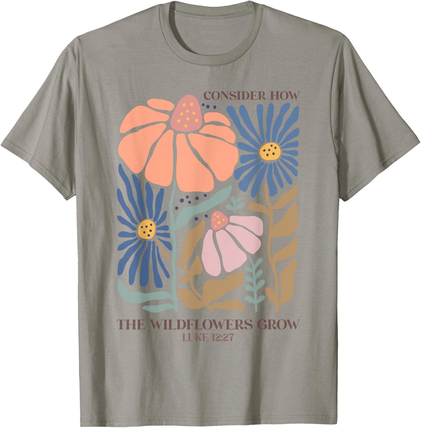 Boho Wildflower Bible Verse Inspirational Floral Women Teens T-Shirt - T-Shirt | Sand