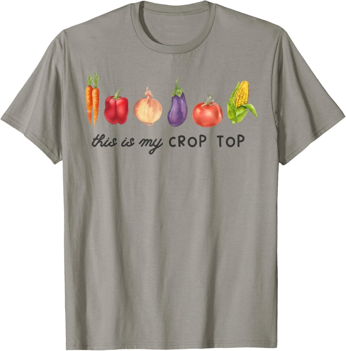 This is My Crop Top Funny Gardening Pun Vegetable Art T-Shirt - T-Shirt | Sand