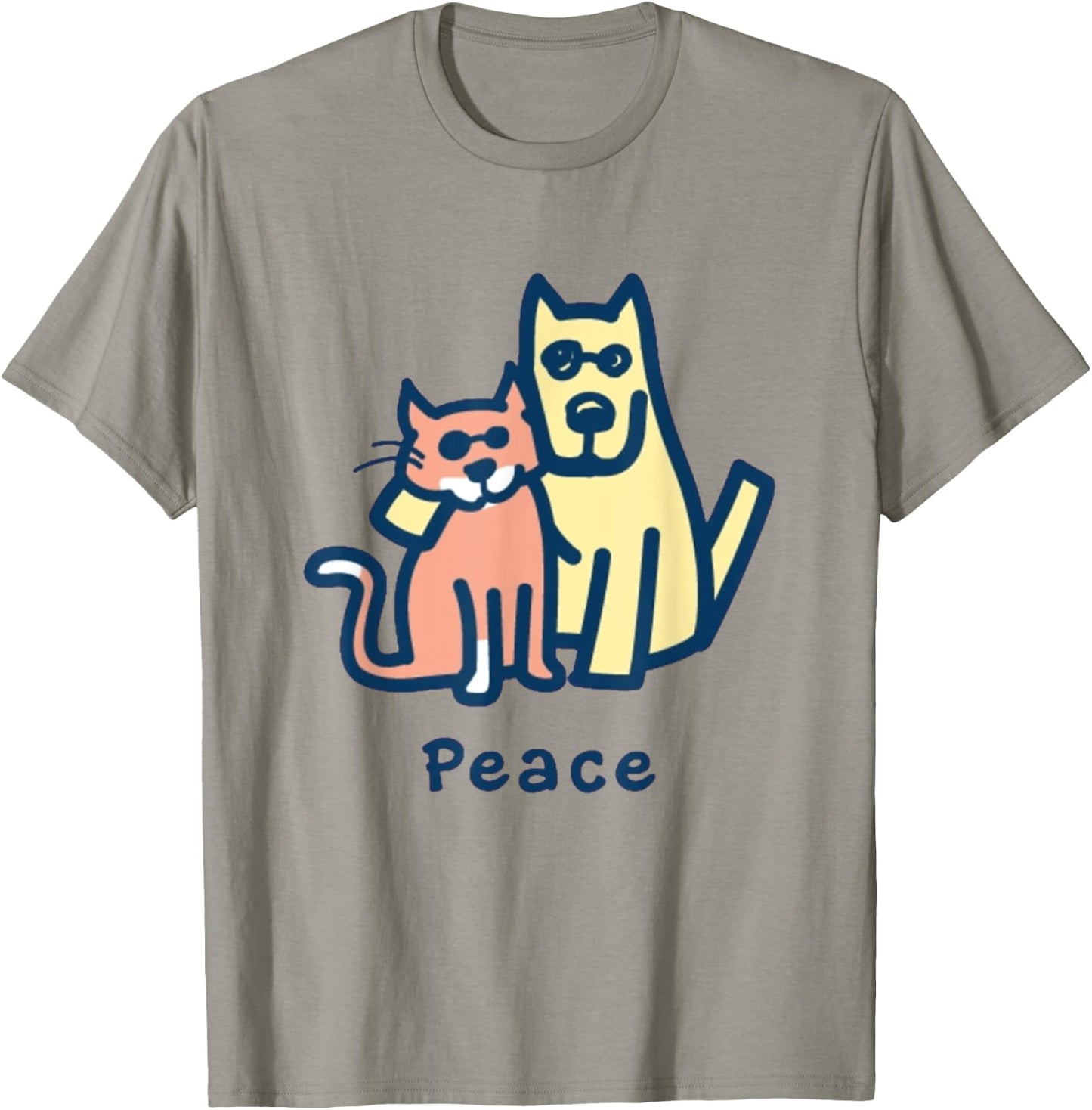 Cat Mom Dog Mom Peace Together I Love Pets T-Shirt - T-Shirt | Sand