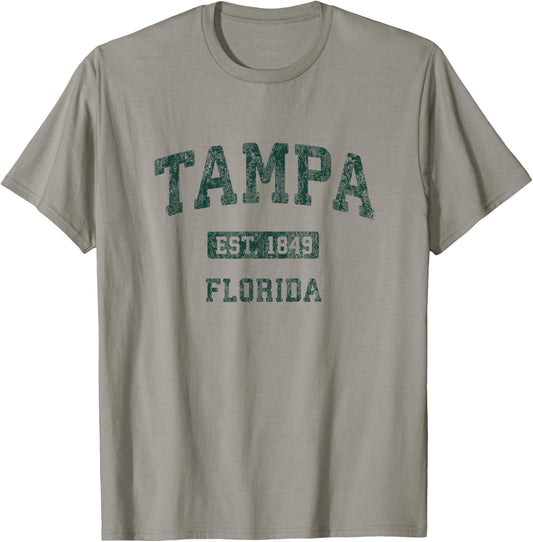 Tampa Florida FL Vintage Athletic Sports Design T-Shirt - T-Shirt | Sand