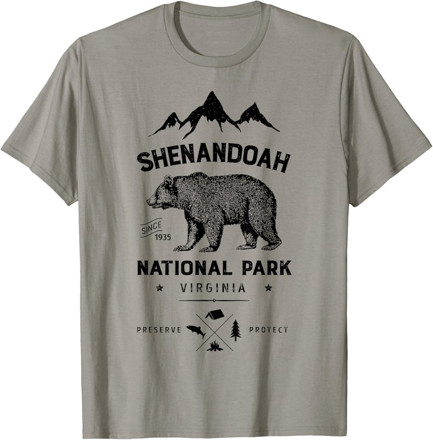 Shenandoah National Park T Shirt Bear Virginia Vintage Gifts T-Shirt - T-Shirt | Sand