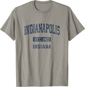 Indianapolis Indiana IN Vintage Athletic Sports Design T-Shirt - T-Shirt | Sand