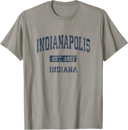 Indianapolis Indiana IN Vintage Athletic Sports Design T-Shirt - T-Shirt | Sand