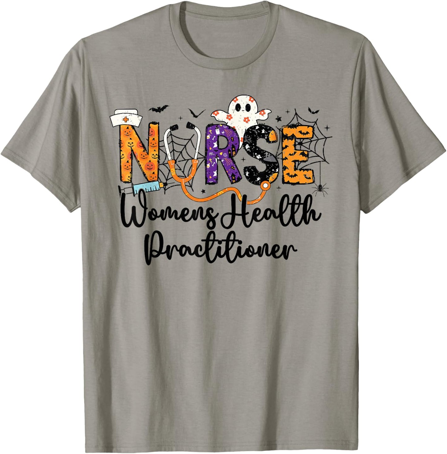 Women Health Practitioner Nurse WHNP Ghost Halloween Nursing T-Shirt - T-Shirt | Sand