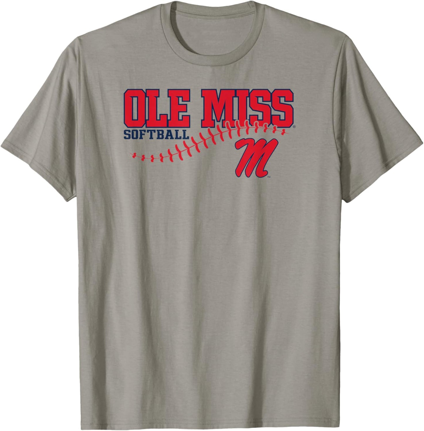 Mississippi Ole Miss Rebels Softball Laces Gray T-Shirt - T-Shirt | Sand