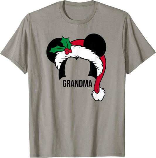 Disney Mickey Mouse Ears Santa Hat GRANDMA Holiday T-Shirt - T-Shirt | Sand