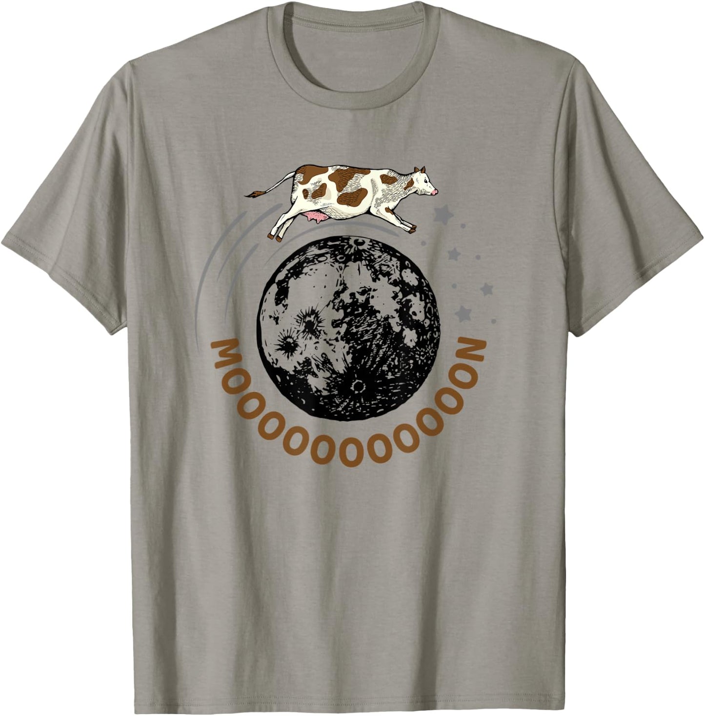 Cow Jumps Over Moon, Astronomy Moon Moo Pun T-Shirt - T-Shirt | Sand
