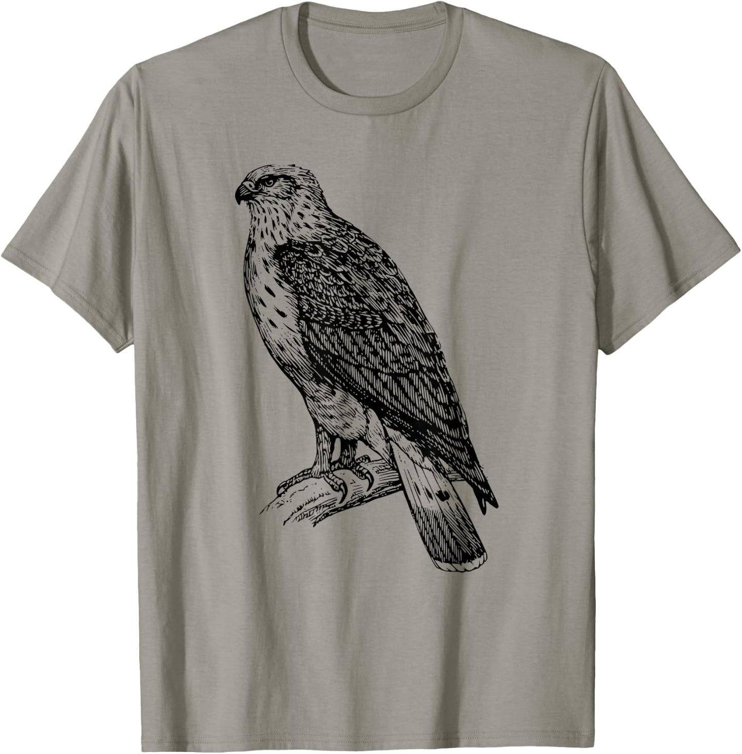 Hawk Ornithology Shirt Black Line Drawing T-Shirt - T-Shirt | Sand