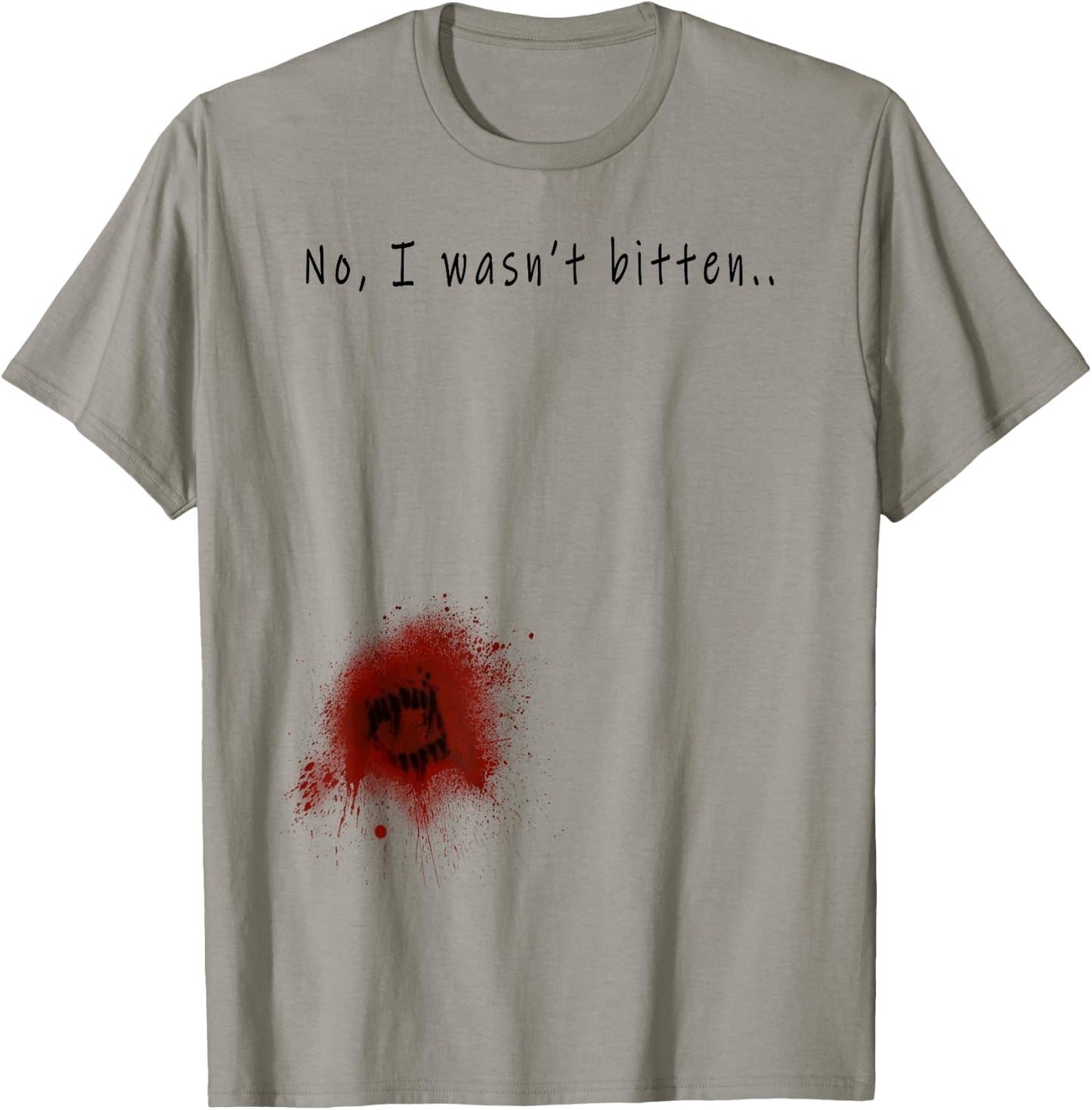 Funny Zombie Bite Halloween T shirt Bitten Injury Men Women T-Shirt - T-Shirt | Sand