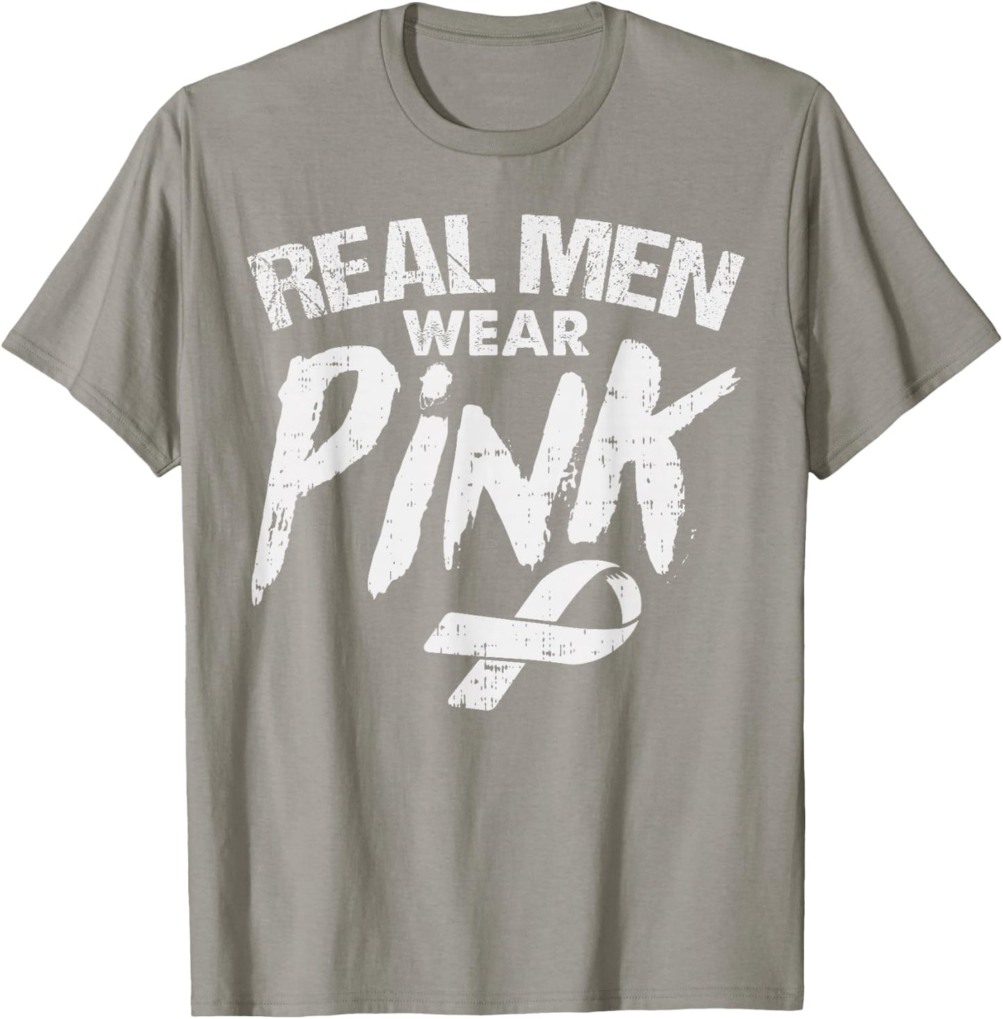 Breast Cancer Shirt Male Tough Guys Wear Pink Ribbon Support T-Shirt - T-Shirt | Sand
