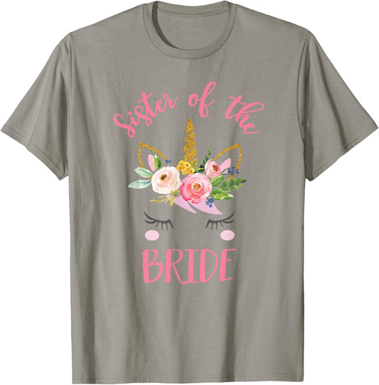 Unicorn Sister of the Bride , Wedding Gift T-Shirt - T-Shirt | Sand