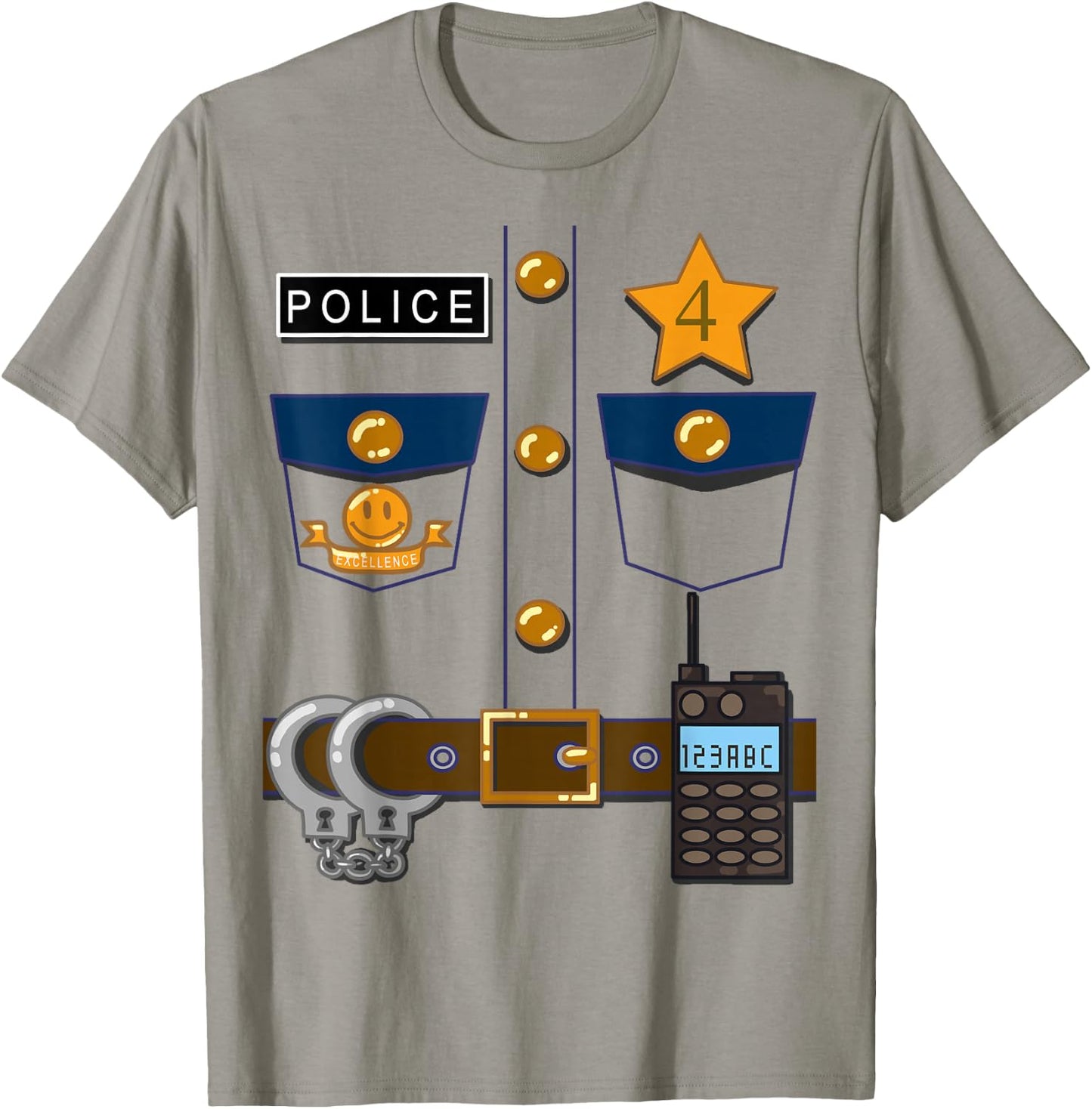 Policeman Costume Funny Birthday 4 Year Old T Shirt T-Shirt - T-Shirt | Sand